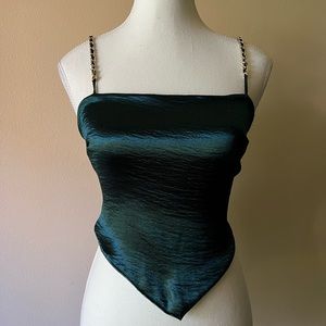 backless silky tie tank w chain straps